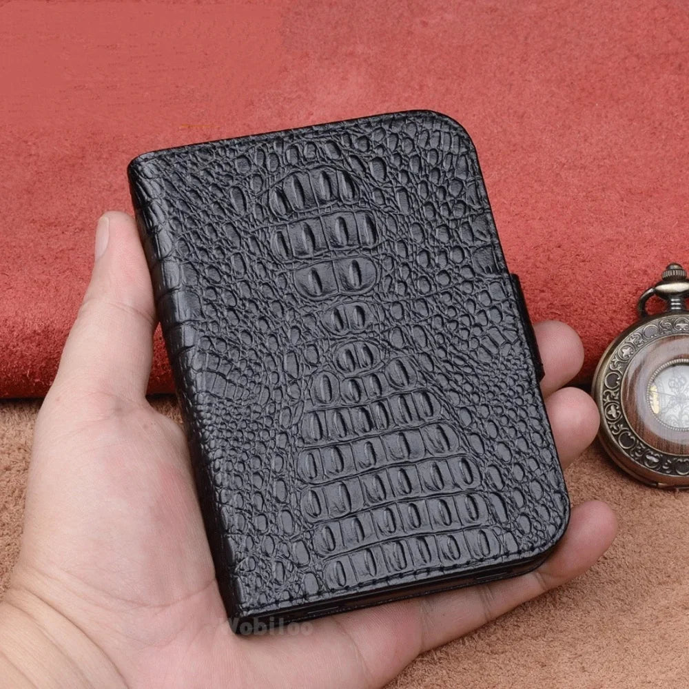Premium Cowhide Leather Hand-sewn Flip Case for iPhone Duo Business Full Cover