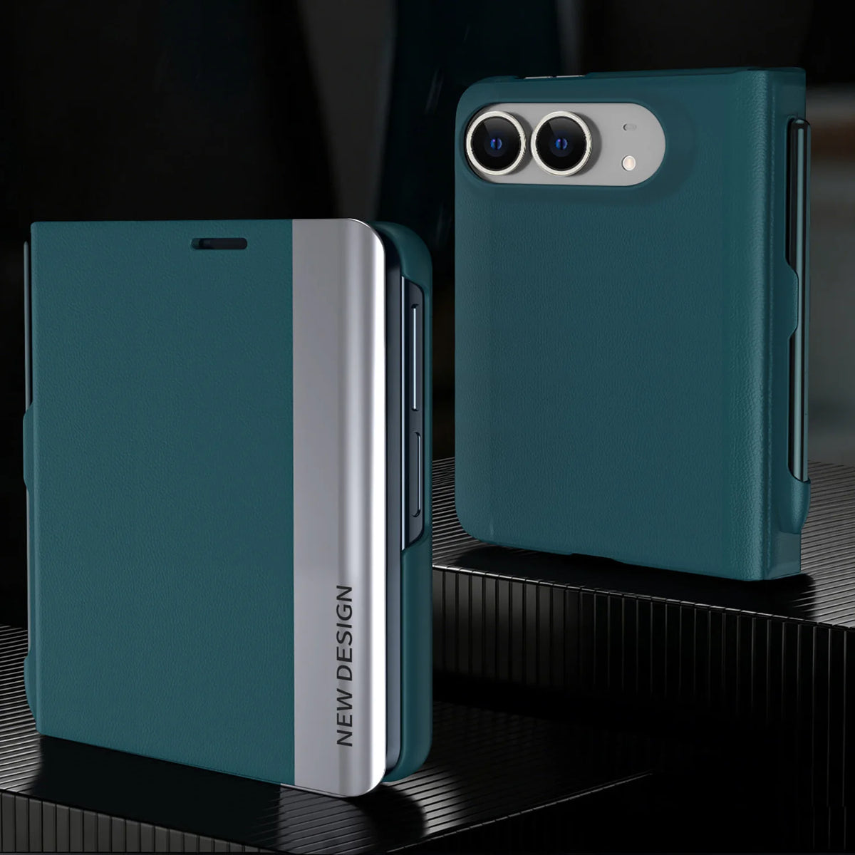 Luxury PU Leather Flip Phone Case For Magsafe For iPhone Duo Built-in S Pen Slot with Stylu Kickstand Full For iPhone Duo Cover