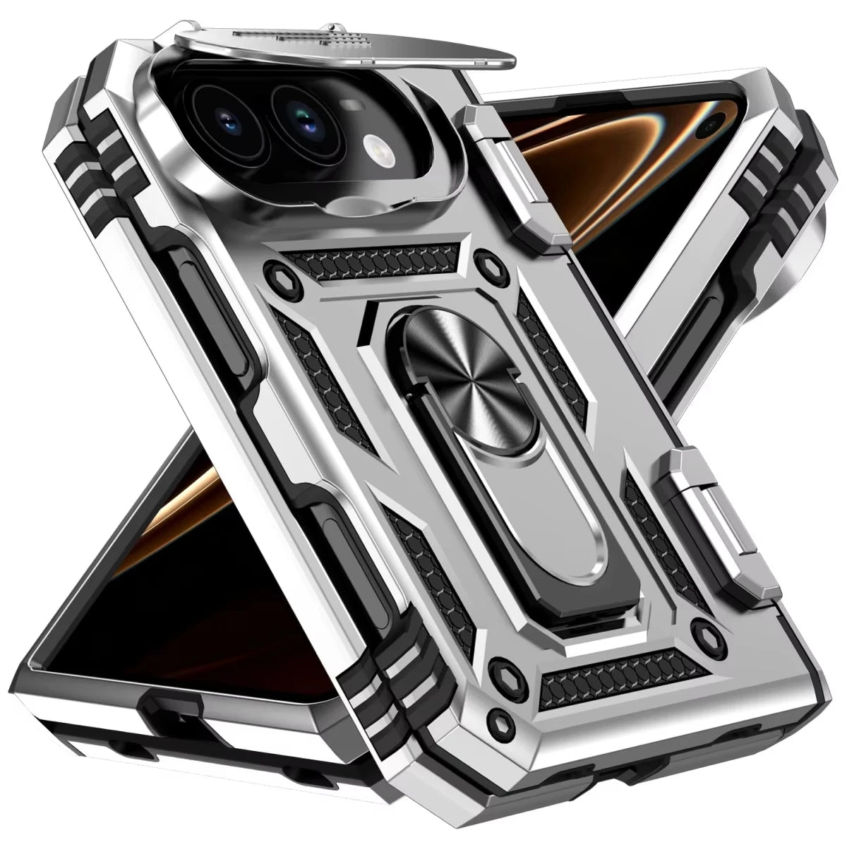 Case Phone Case for IPhone Duo 18 Fold Car Mounted Magnetic Ring Bracket Lens Protection Slide Camera Folding Protective Cover