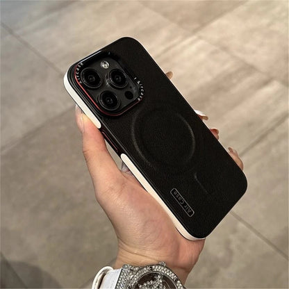 For iPhone 16 15 Pro Max Luxury Magsafe Magnetic Color Matte Leather Frame Phone Case For iPhone 12 13 14 17 Air Back Cover