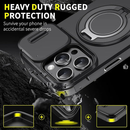 Heavy-Duty Rugged Armor Magnetic Bracket Phone Case For iPhone 17 16 Plus 15 14 13 12 11 Pro Max Slide Camera Protection Cover