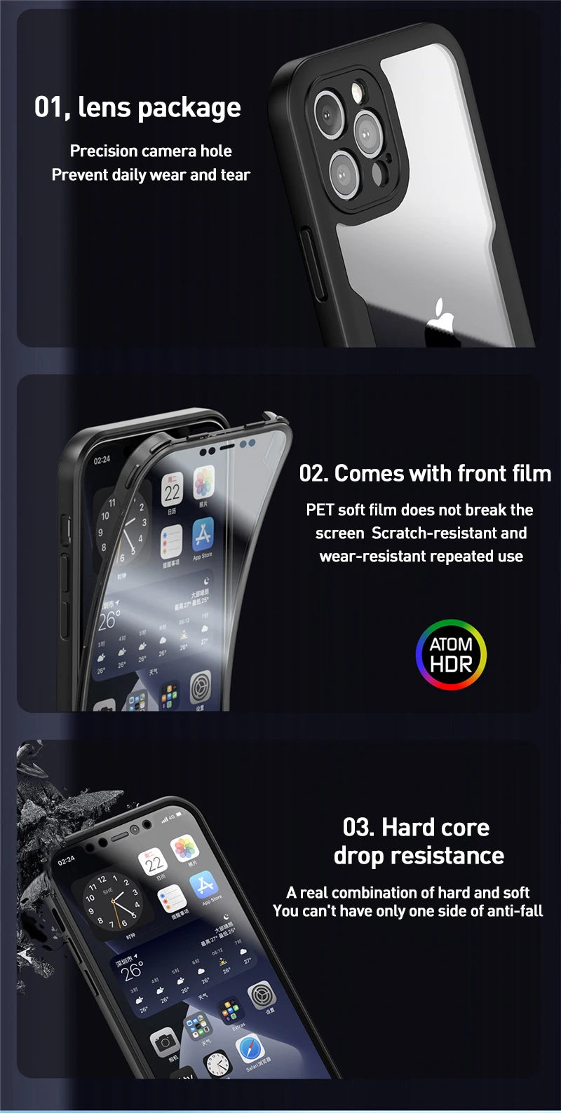 Luxury 360 Full Body Front+Back Clear Case For iPhone 17 16 15 14 13 11 12 Pro Max XS X 7 Plus Silicone Bumper Shockproof Cover