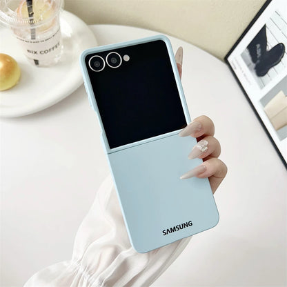 Original Liquid Silicone PC Phone Case Samsung Galaxy Z Flip 7 6 5 4 3 5G Matte Skin Shockproof Candy Colors Soft Cover Z Flip7