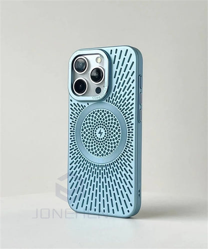Luxury Heat Dissipation Hollow For Magsafe Case For iPhone 15 14 13 12 16 Pro Max Titanium Magnetic Wireless Charge Hard Cover