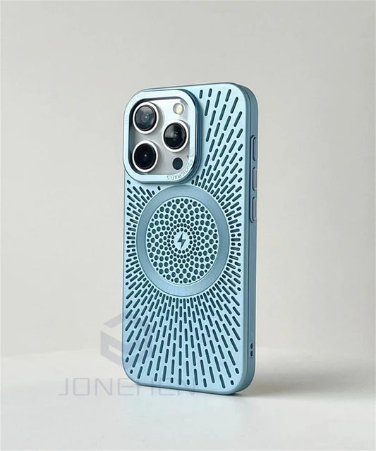 Luxury Heat Dissipation Hollow For Magsafe Case For iPhone 15 14 13 12 16 Pro Max Titanium Magnetic Wireless Charge Hard Cover