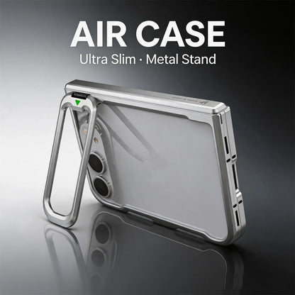 LUPHIE Luxury Aluminum Alloy Metal Bumper Case for iPhone Duo (18 Fold) Camera Stand Defender Cover Cooling Frame Case Funda