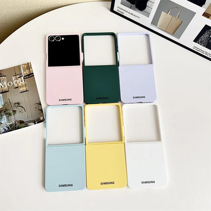 Original Liquid Silicone PC Phone Case Samsung Galaxy Z Flip 7 6 5 4 3 5G Matte Skin Shockproof Candy Colors Soft Cover Z Flip7