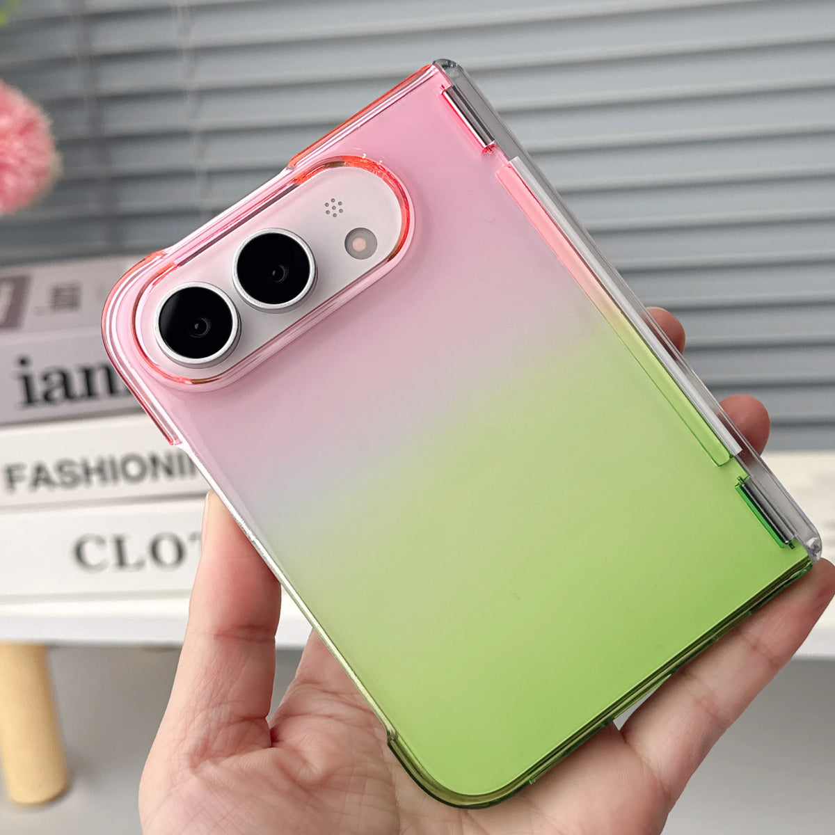 Colorful Gradient 360° Rotating Stand Magnetic Foldable Case For iPhone Ultra Fold For MagSafe Hinge Translucent Anti-drop Cover