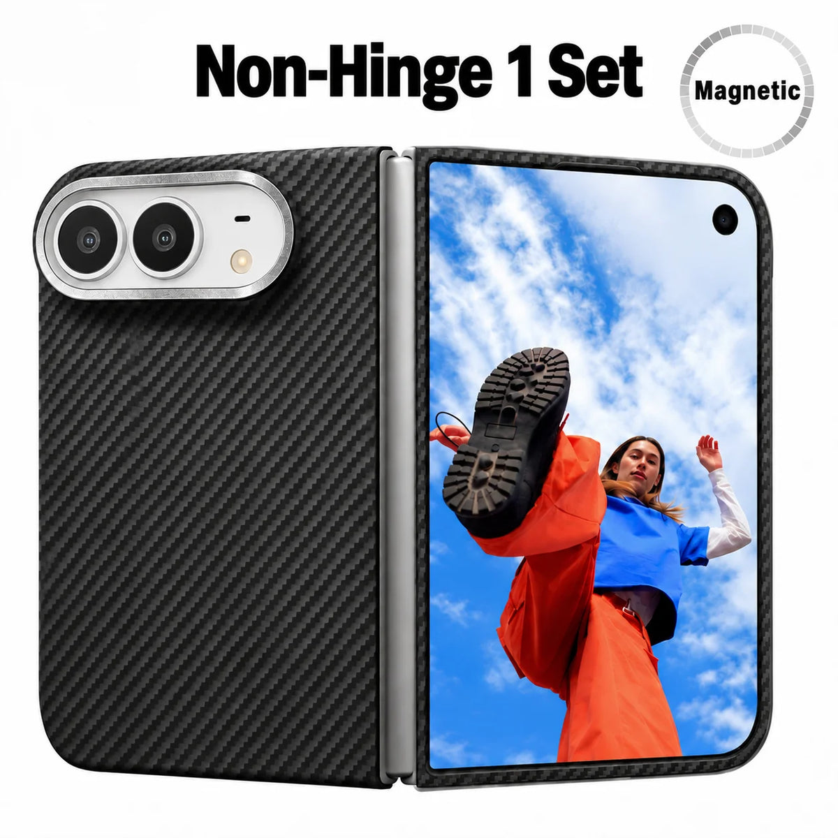 iPhone Duo Magnetic Case 600D Aramid Kevlar Woven Caseless Feeling Slim & Light Hinge Protection Compatible With MagSafe
