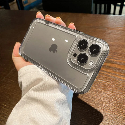 Neue transparente Acryl-Schutzhülle für iPhone 17 Pro Max 16 Plus 11 12 13 14 15 16 Pro Max Plus Xs Max Xr Air Metalltastenabdeckung