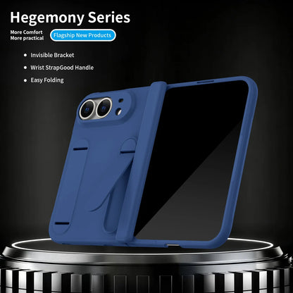 For iPhone Duo Fold 5G Wristband Holder Hinge Phone Case with Screen Protector Film - Protect Cover for Apple iPhone Ultra