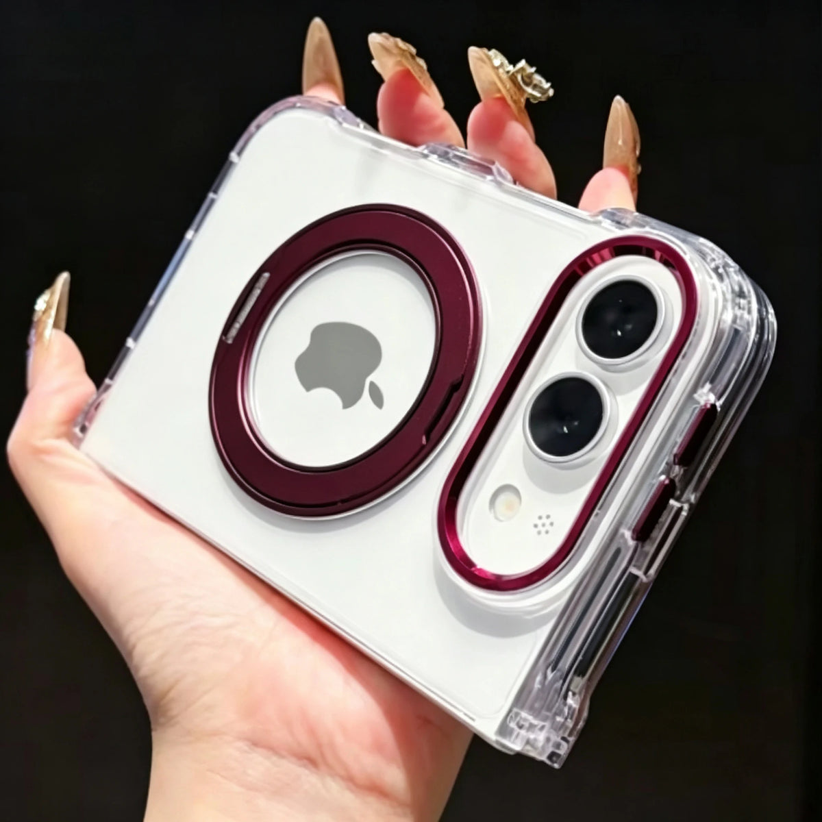 Case For Apple iPhone Duo For Foldable iPhone Duo For Magsafe With  Magnetic 360 Adjustment Stand Protection Clear Acrylic Cover