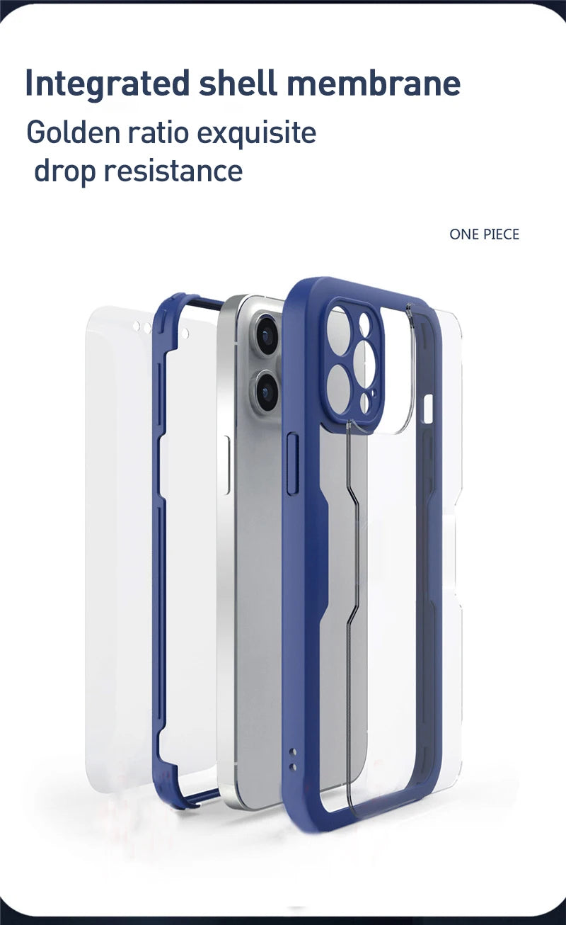 Luxury 360 Full Body Front+Back Case For iPhone 16 15 14 13 11 12 Pro Max XS X XR 7 8 Plus Silicone Bumper Shockproof Cover