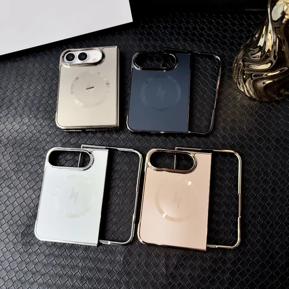 Plating Frosted Lighting Magnetic Case For iPhone Duo duo Fold Wireless Charging Shockproof AG Matte Hard PC Back Cover Funda