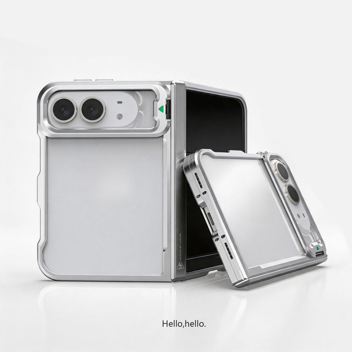 iPhone Duo Fold Aluminum Alloy Framen Case Snap-on Lens Bracket Hinge Protection‌ Inner Sponge Cushioning Shockproof Cover