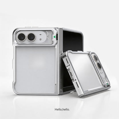 iPhone Duo Fold Aluminum Alloy Framen Case Snap-on Lens Bracket Hinge Protection‌ Inner Sponge Cushioning Shockproof Cover