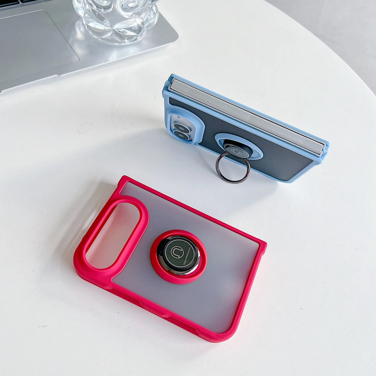 Luxury Folding Magnetic Ring Bracket Case For iPhone Duo For Magsafe Wireless Charge Stand Shockproof Matte Armor Hard PC Cover