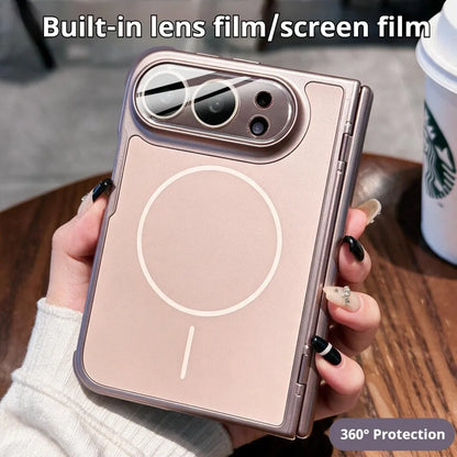 Luxury AG Matte Skin Feel Airbag for Magsafe Case For iPhone Duo Fold Hinge Protect With Lens Screen Films Shockproof Hard Cover