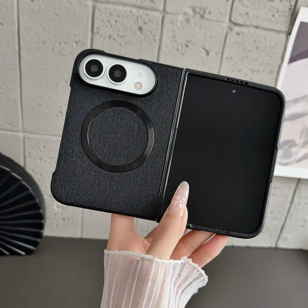 Fabric Cloth Texture Magnetic Case for iPhone Duo duo DUO Fold Shell Wireless Charging Shockproof Hard PC Slim Cover Funda