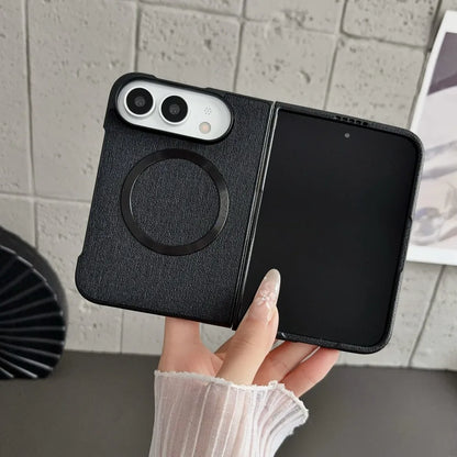 Fabric Cloth Texture Magnetic Case for iPhone Duo duo DUO Fold Shell Wireless Charging Shockproof Hard PC Slim Cover Funda