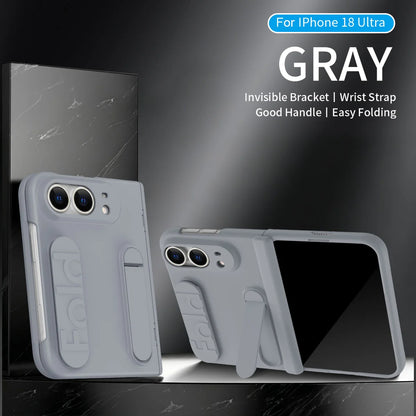 For iPhone Duo Fold 5G Wristband Holder Hinge Phone Case with Screen Protector Film - Protect Cover for Apple iPhone Ultra