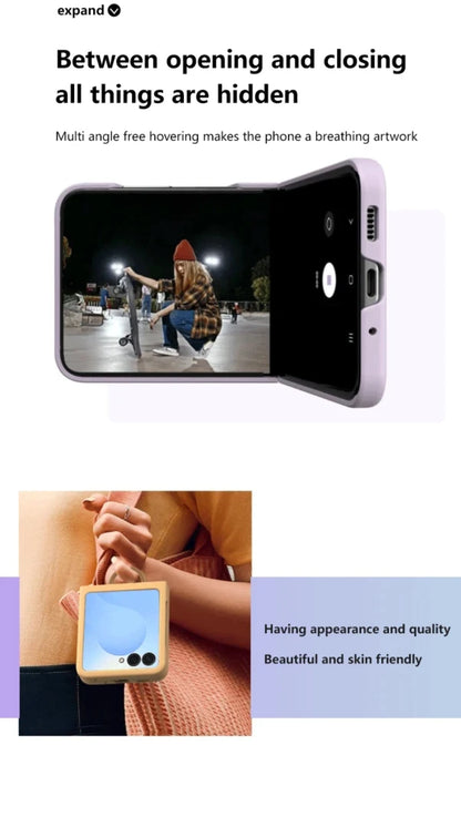 Luxury Skin Feel Phone Case for Samsung Galaxy Z Flip 7 FE 6 5 Silicone Finger Ring Shockproof 2-piece Candy Color Hard PC Cover