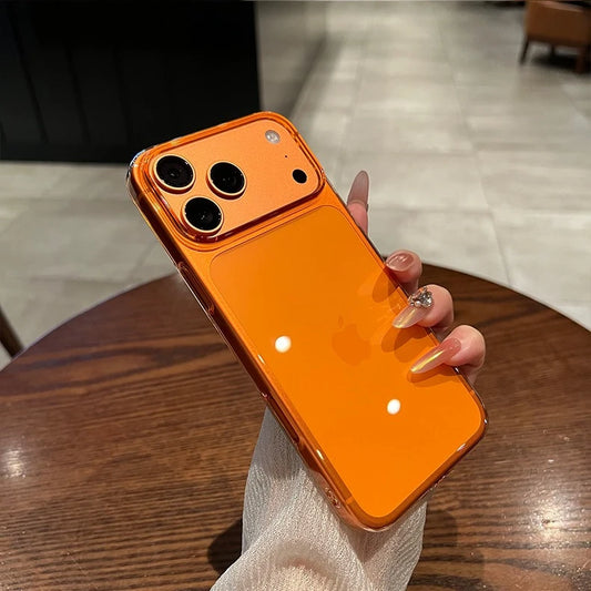 17 ProMax Ultradünne Transparente Orange Handyhülle für iPhone Air 16 15 14 13 12 Pro Max Plus Acryl PC Schlanke Beschichtung Harte Abdeckung