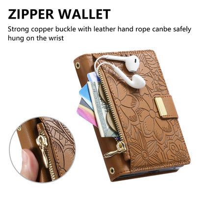 iPhone Duo 5G Case Luxury Leather Zipper Flip Wallet Card Slot Bracket Shockproof Back Cover Accessories For iPhone 18 Fold