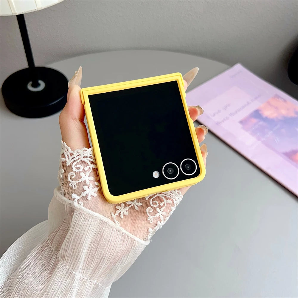 Original Liquid Silicone Hinge Stand Case Samsung Galaxy Z Flip 7 6 5 4 3 Matte Skin Shockproof Candy Ultra Thin PC Soft Cover