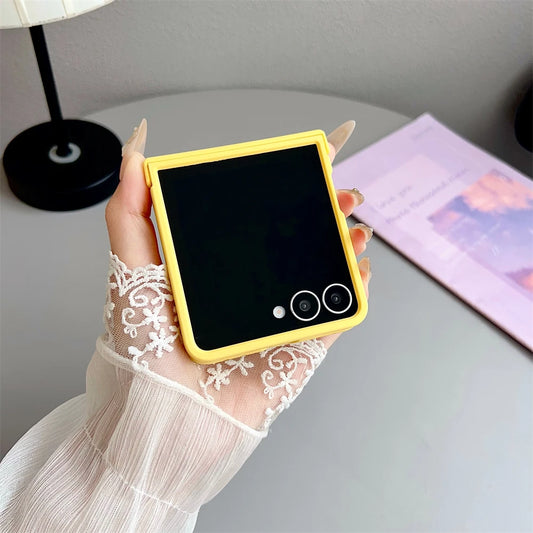 Original Flüssiges Silikon Scharnier Ständer Hülle Samsung Galaxy Z Flip 7 6 5 4 3 Mattierte Oberfläche Stoßfest Candy Ultradünne PC Weiche Abdeckung
