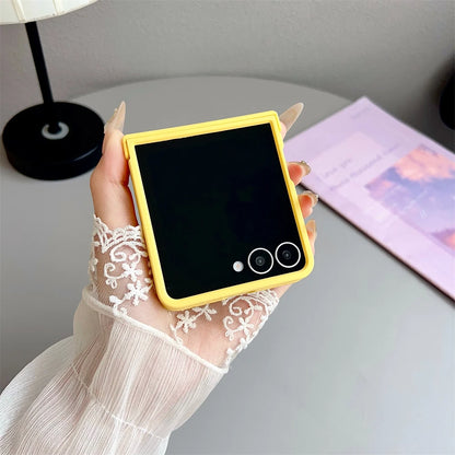 Original Liquid Silicone Hinge Stand Case Samsung Galaxy Z Flip 7 6 5 4 3 Matte Skin Shockproof Candy Ultra Thin PC Soft Cover