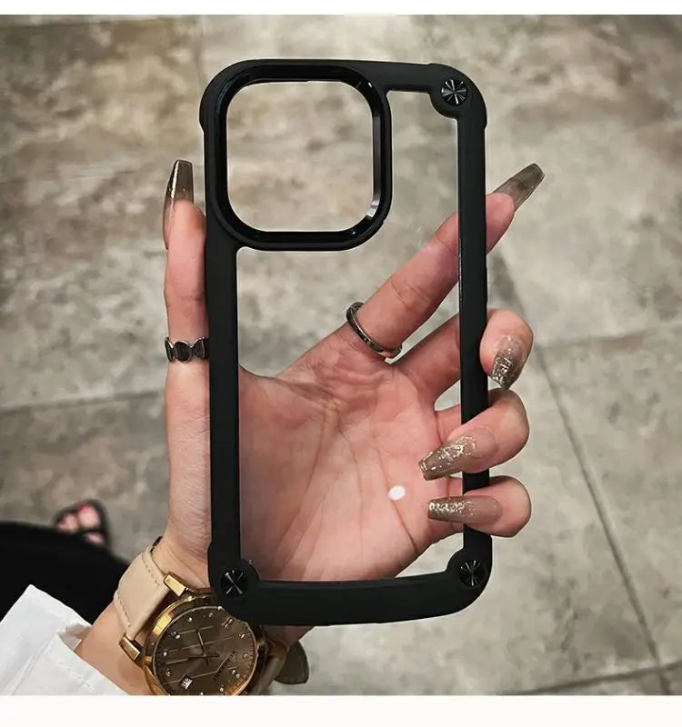Luxury Rugged Heavy Duty Shockproof Case For iPhone 16 15 14 13 12 11 Pro Max 16Plus Silicone Bumper Transparent Hard Back Cover