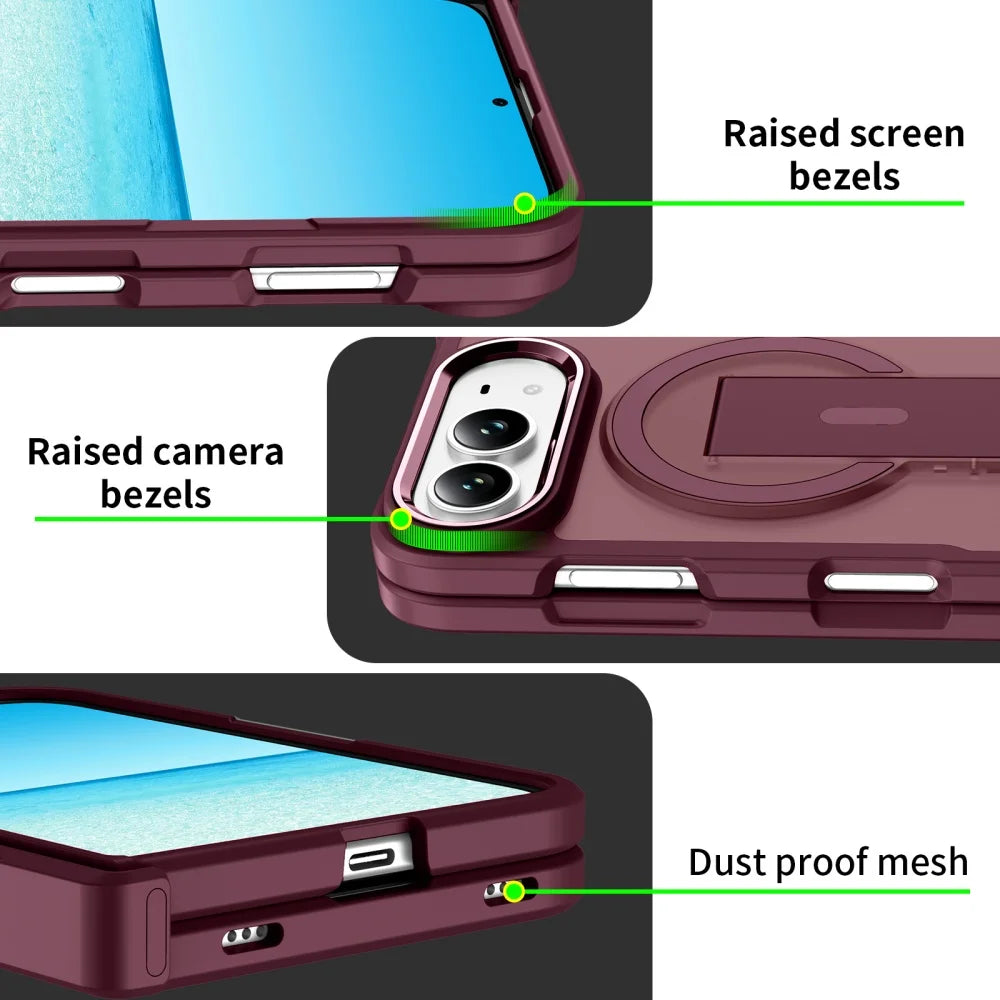 MagsafeTranslucent Folding Holder Stand Magnetic Case for iPhone Duo 18 Hinge Armor Solid Color Frosted Bumper Phone Covers
