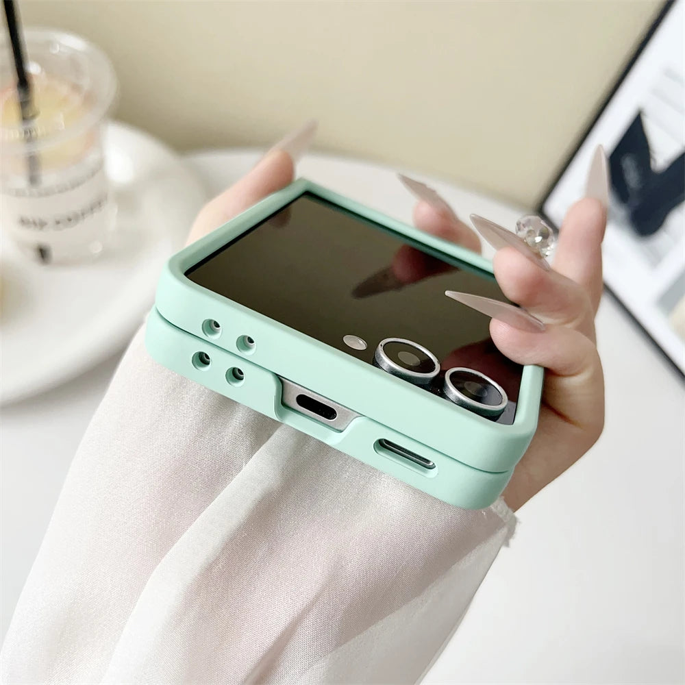 Original Liquid Silicone PC Phone Case Samsung Galaxy Z Flip 7 6 5 4 3 5G Matte Skin Shockproof Candy Colors Soft Cover Z Flip7