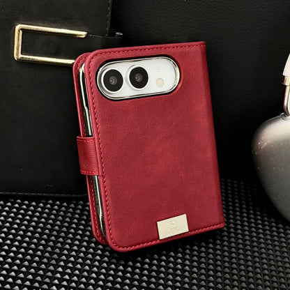 2 in 1 Detachable Magnetic Flip Cards Solt Wallet Leather Case for iPhone Ultra 18 Fold for Magsafe Shockproof Skin Feel Cover
