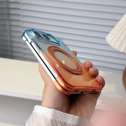 360 Rotating Magnetic Kickstand Gradient Phone Case for iPhone Ultra 18 Fold Shockproof for Magsafe Hinge Protective Slim Cover