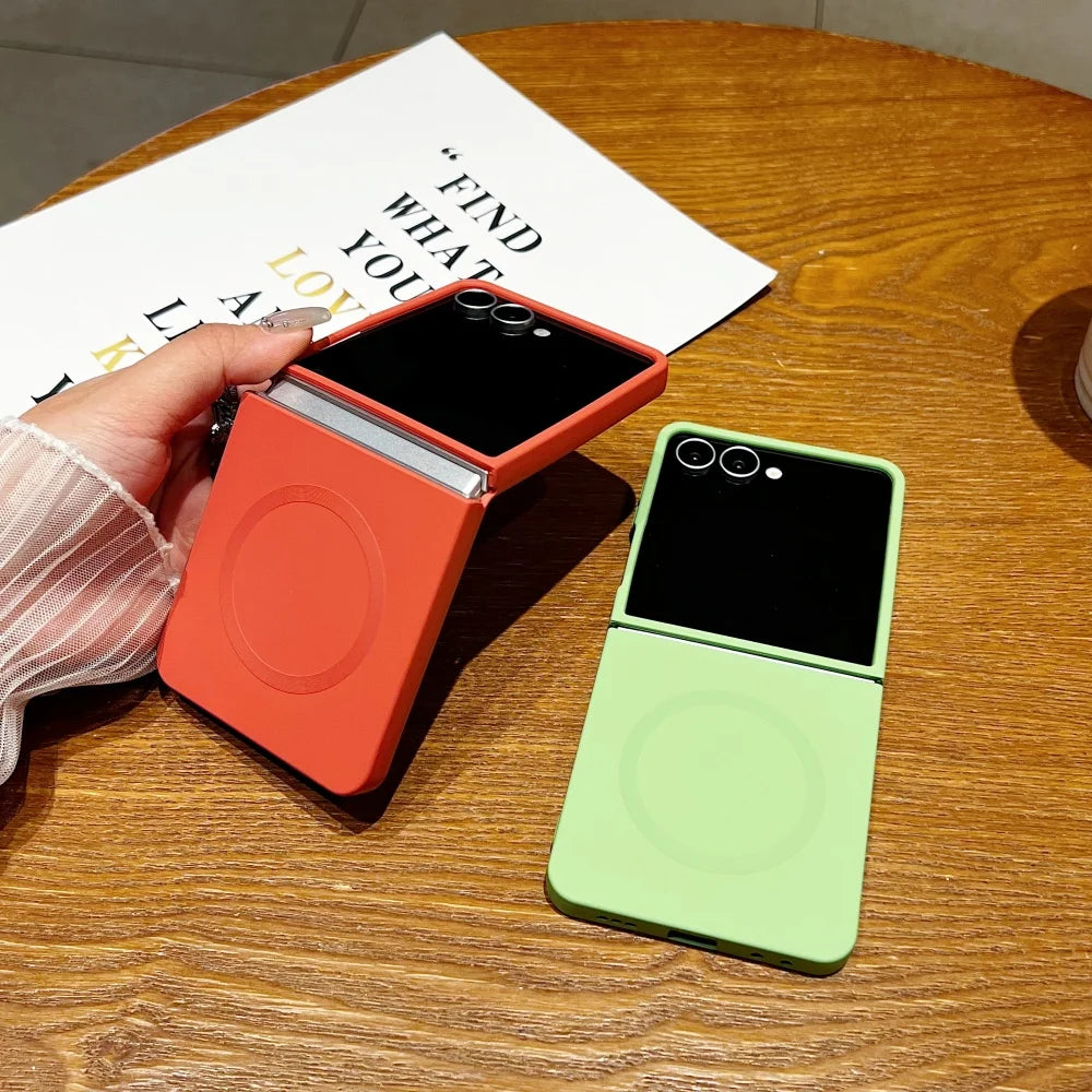 Luxury Soft Liquid Silicone for Magsafe Case for Samsung Galaxy Z Flip 7 6 5 zflip 3 4 Flip7 Magnetic Matte Shockproof Cover