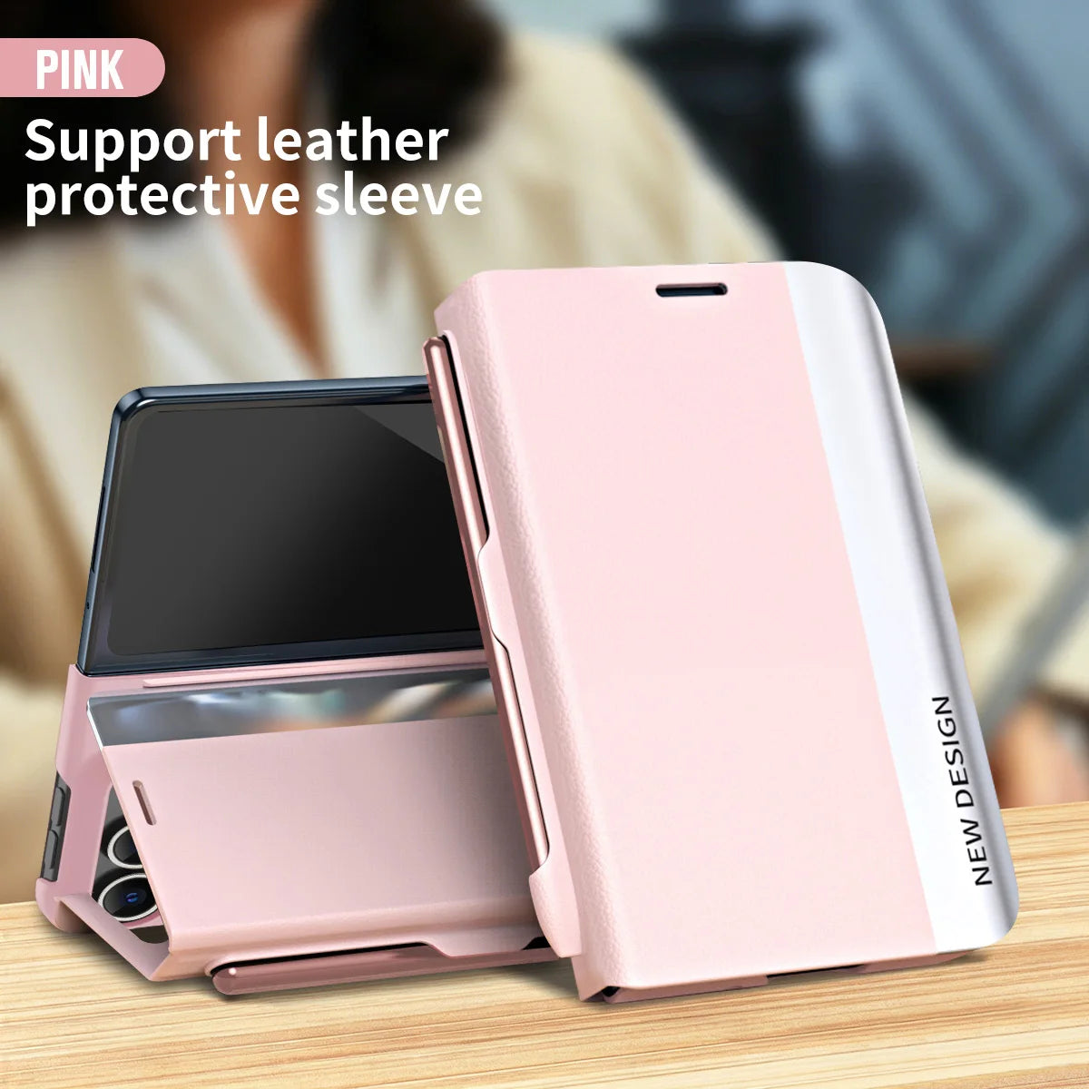 Luxury PU Leather Flip Phone Case For Magsafe For iPhone Duo Built-in S Pen Slot with Stylu Kickstand Full For iPhone Duo Cover
