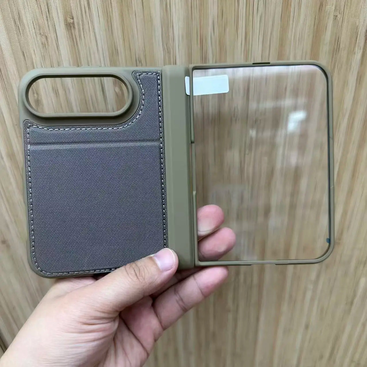 Double-layer technology fabric magnetic case for iPhone Duo woven twill design, film integrated case with invisible bracke
