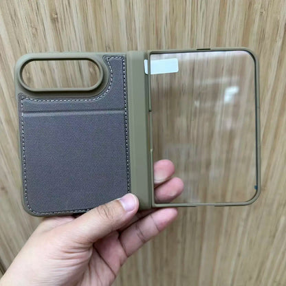 Double-layer technology fabric magnetic case for iPhone Duo woven twill design, film integrated case with invisible bracke