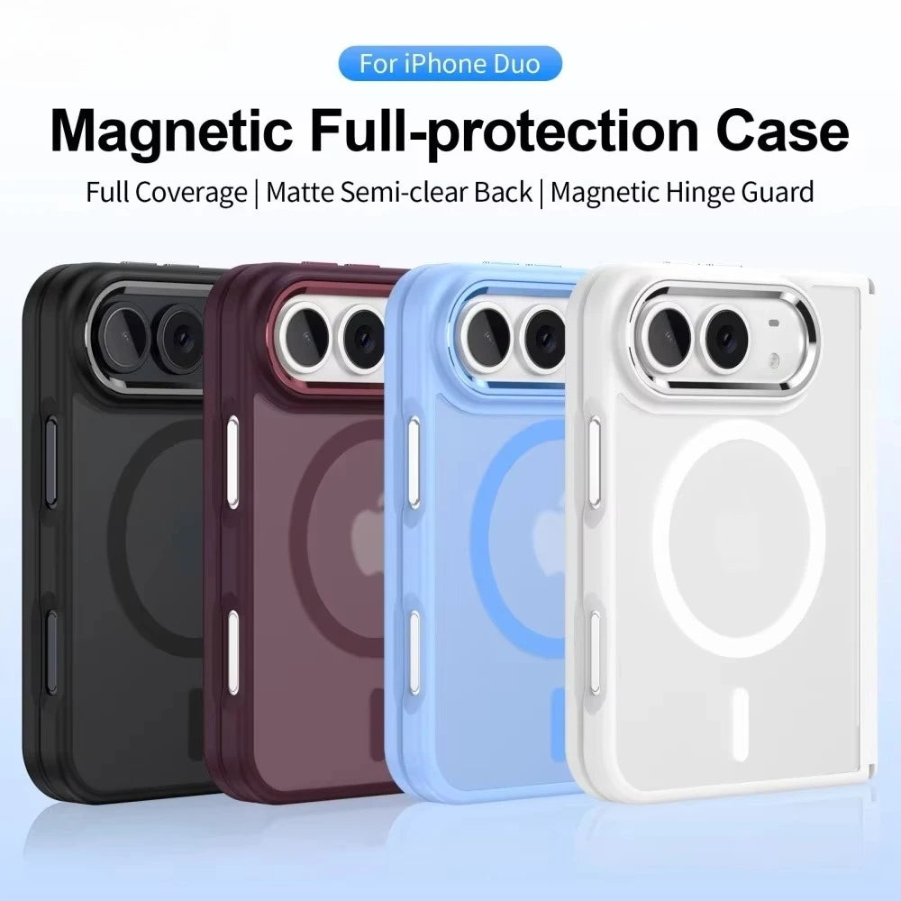 Matte Translucent Slim for Magsafe Magnetic Fold Case for iPhone Duo Skin Feel Hinge Protect Anti Fingerprint Hard Frosted Cover