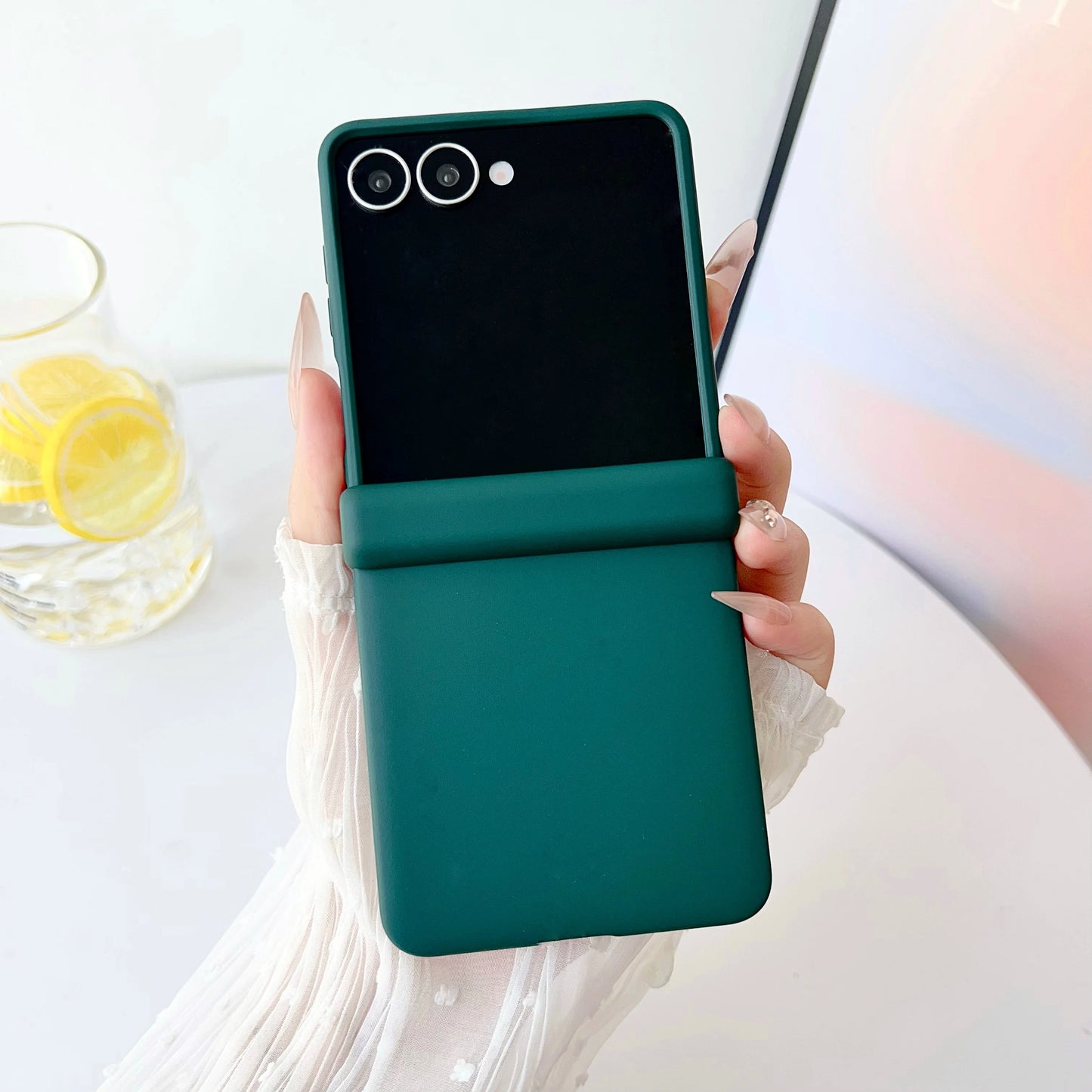 luxury Official Liquid Silicone Matte Phone Case For Samsung Z Flip 7 6 5 4 3 Original Candy Color Central Axis Shockproof Cover