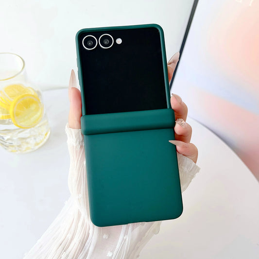 Luxus Offizielles Flüssigsilikon Mattes Handyhülle für Samsung Z Flip 7 6 5 4 3 Original Candy Color Mittelachs Stoßfeste Abdeckung