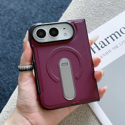 Magsafe For iPhone Duo Case Luxury Matte Leather Magnetic Rotating Ring Holder Shockproof Protection Back Cover Accessories