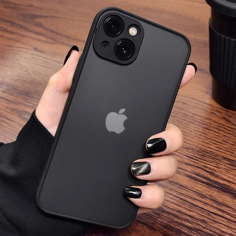 Luxury Shockproof Matte Hard PC Phone Case For iPhone 17 Air 16 16e 15 14 13 12 11 Pro Max Plus Mini Bumper Transparent Cover