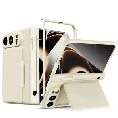 For iphone Duo 5G Case Wallet Credit Card Slot Hinge Protection Cover For iphoneDuo With Screen Glass S Pen Slot Case