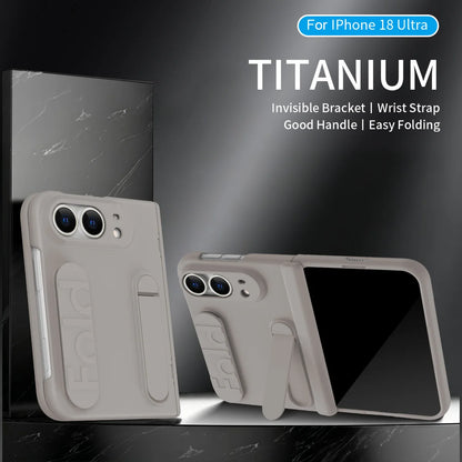 For iPhone Duo Fold 5G Wristband Holder Hinge Phone Case with Screen Protector Film - Protect Cover for Apple iPhone Ultra