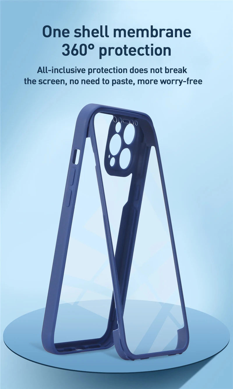 Luxury 360 Full Body Front+Back Case For iPhone 16 15 14 13 11 12 Pro Max XS X XR 7 8 Plus Silicone Bumper Shockproof Cover