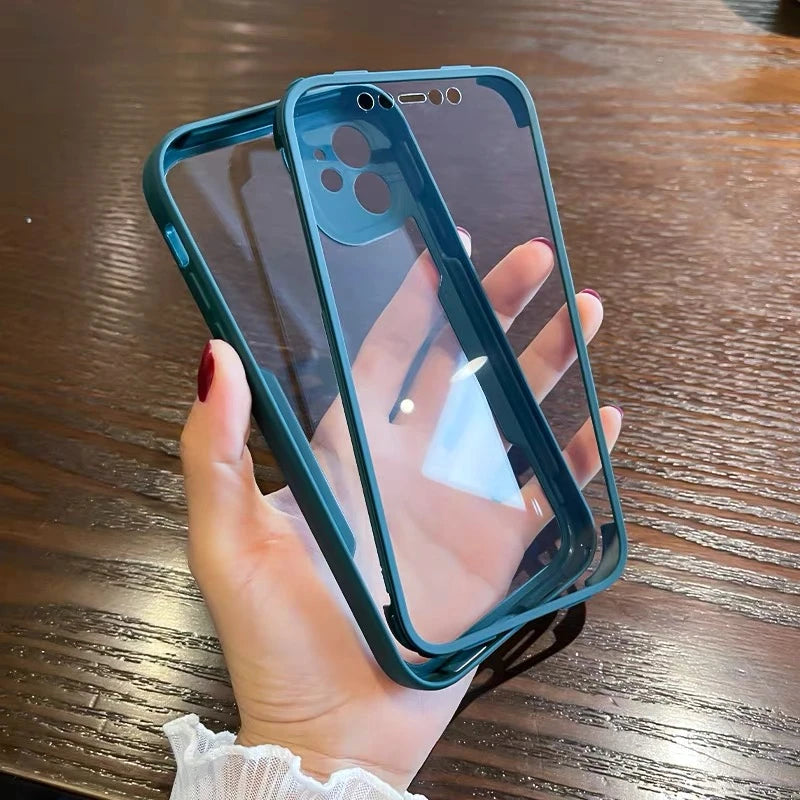 Luxury 360 Full Body Front+Back Clear Case For iPhone 15 14 13 11 12 Pro Max XS X XR 7 8 Plus Silicone Bumper Shockproof Cover