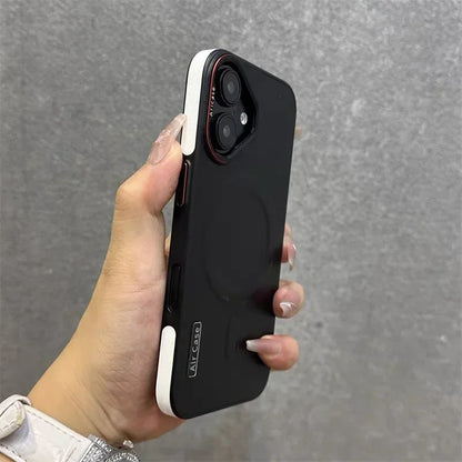 Luxurious dual-color leather magnetic phone case for iPhone 15 14 13 12 16 17ProMax wireless charging shockproof protective case